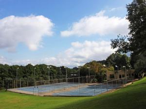 皮尔格林斯雷斯特Crystal Springs Mountain Lodge的公园中央的网球场