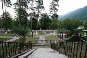 博尔若米Borjomi-Likani Premium Apartments的公园内带围栏的游乐场