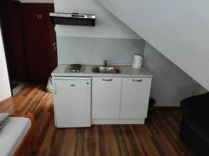 萨格勒布Apartments Luxe Self Check in的阁楼上带水槽的小厨房