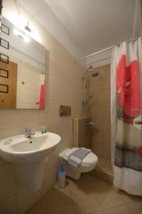 欧拉努波利斯阿科罗加里酒店的一间带水槽、卫生间和镜子的浴室