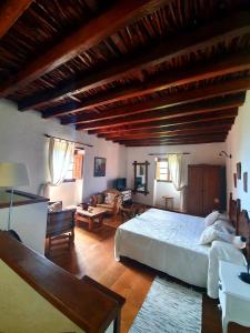 San AndrésCasa Rural Amapola的一间带大床的卧室和一间客厅