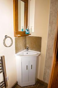 特伦托河上的纽瓦克Loxleys Lodge的浴室设有白色水槽和镜子