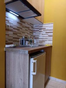 罗希姆诺Anastasios Luxury Apartment Sea View的厨房配有水槽和台面