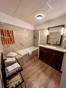 特里冈斯特里冈斯城堡酒店的带浴缸和盥洗盆的浴室