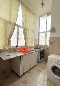 卡萨拉诺OLTREMARE casa per vacanze con terrazzo的厨房配有水槽和洗衣机