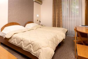 斯科普里卡内特酒店的一间卧室设有一张大床和一个窗户。