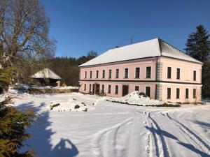 冬天的Hotel Castle Mlýn Maděrovka