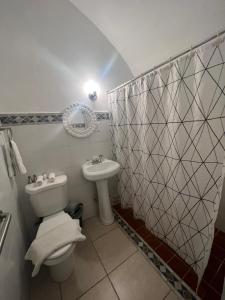 圣胡安旧圣胡安福塔雷萨套房酒店的一间带卫生间和水槽的浴室