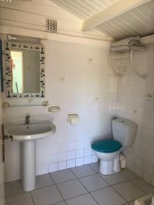 勒穆莱Les Gîtes Hoprins的一间带卫生间和水槽的浴室