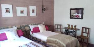 卡奇Casa de Campo La Paya的一间卧室配有两张床和镜子
