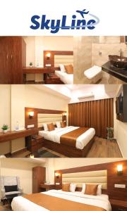勒克瑙Hotel BlueArk的两张带两张床的酒店客房的照片