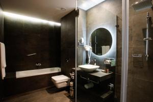 泰拉维Holiday Inn Telavi, an IHG Hotel的一间带水槽、卫生间和淋浴的浴室