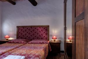 埃尔萨谷口村Agriturismo Tenuta Di Mensanello的一间卧室配有一张床和两个带灯的床头柜
