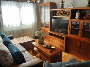 里瓦德塞利亚Sellamante2的带沙发和电视的客厅