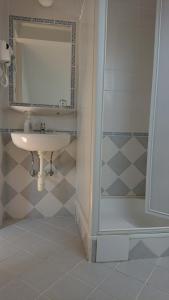 巴拉通马里亚弗都纳普苏格酒店的一间带水槽、镜子和淋浴的浴室