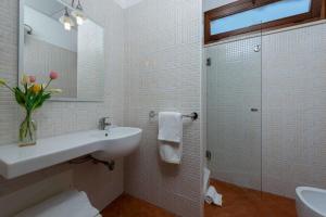 圣维托罗卡波Case vacanza Al Paradise的一间带水槽和玻璃淋浴的浴室
