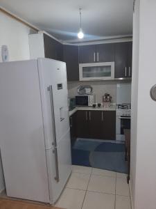 萨拉热窝Maki & Dare Apartment Ilidza的厨房配有白色冰箱和炉灶。