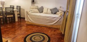 门多萨Departamento céntrico Mendoza的带沙发和木地板的客厅