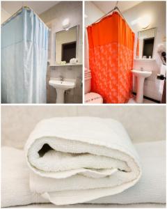 阿里卡协和酒店的一件带毛巾的浴室的四幅照片