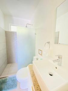 圣塔特蕾莎海滩Altamar的一间带水槽、卫生间和淋浴的浴室