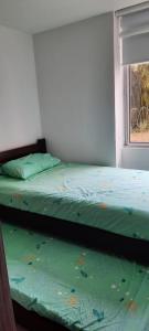 佩雷拉comodo Apartamento alojamiento Pereira Gamma的卧室设有两张单人床和窗户。