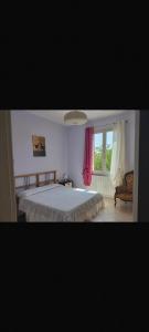 阿尔本加Bed and Breakfast da Nonna Ezia的一间卧室设有一张大床和一个窗户。