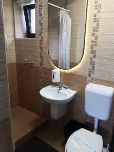 布什泰尼克拉西克旅馆的一间带水槽、卫生间和镜子的浴室