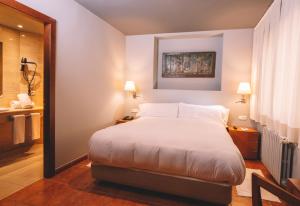 西斯伯尼阿巴夏洛特套房酒店的一间带大床的卧室和一间浴室