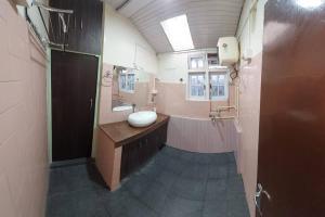 大吉岭Basnet Apartment的大型浴室设有水槽和淋浴。
