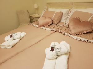 比萨Casale Cisanello的一间卧室配有两张带毛巾的床