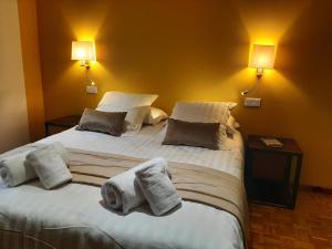 PfaffenheimLoree des Vignes的酒店客房,配有两张带毛巾的床