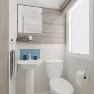 阿伯劳尔The Dram Van - Beautiful, luxury static caravan的白色的浴室设有卫生间和水槽。