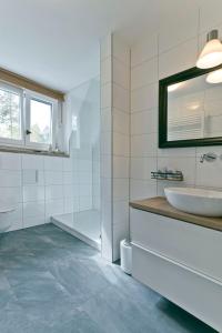 欣特察尔滕Haus Nagel的白色的浴室设有水槽和镜子