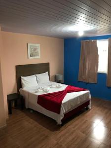 阿拉亚尔-杜卡布Pousada Recanto do Arraial do Cabo的一间蓝色客房内配有一张大床的卧室
