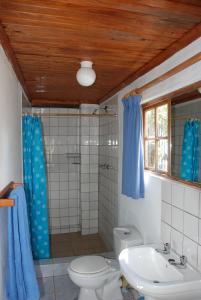 ManguziKosi Moon Bed and Breakfast的浴室配有卫生间、淋浴和盥洗盆。