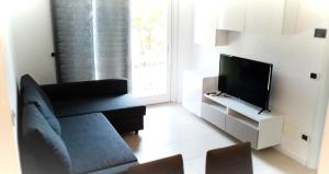 多马索My Holiday - Alessandra Residence - Domaso的带沙发和平面电视的客厅