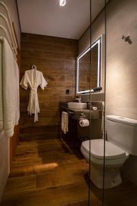 格拉玛多Hotel Boutique Britanico的一间带卫生间和水槽的浴室