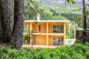 OlivoneCampra Alpine Lodge & Spa的森林中的房子