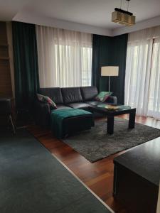 卡托维兹Apartament LUNA Francuska Park的带沙发和咖啡桌的客厅