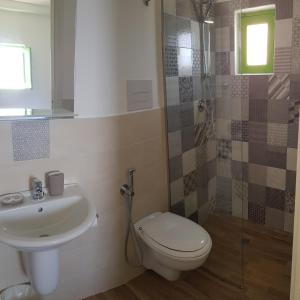 斯特龙博利Da Luciano的浴室配有卫生间、盥洗盆和淋浴。