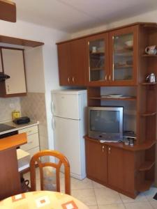 茨里克韦尼察Kuća za odmor Mery的厨房配有白色冰箱和电视
