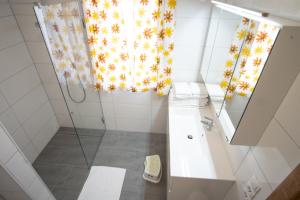 路茨曼贝格Family XL - Bungalows的带淋浴的浴室和玻璃门