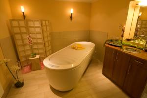 Gangelt墨卡托酒店的一间带大浴缸和水槽的浴室