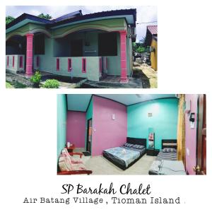 刁曼岛SPC South Pacific Chalet SP Barakah at ABC Air Batang Village的两幅画在不同颜色的房子