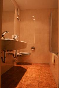 瓦珀斯科琴哈林贝格兰德酒店的一间带水槽、卫生间和淋浴的浴室