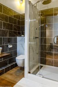 热夫雷尚贝尔坦Les Vendangettes的带淋浴和卫生间的浴室