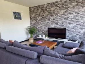 弗尔内Maison Noordburg Veurne的客厅配有两张沙发和一台电视机