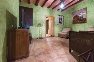 LerínCasa Rural La Cuca的客厅设有绿色的墙壁和天花板