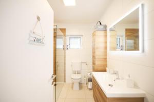 沃迪切Holiday house Antulov的白色的浴室设有卫生间和水槽。