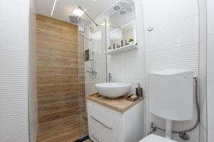 萨拉热窝Apartment Magnolia Old Town的浴室配有白色水槽和卫生间。